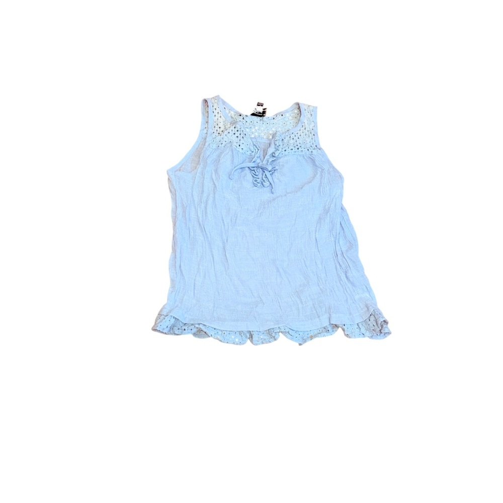 Light Blue Lace-Trim Sleeveless Top (AB3)‎